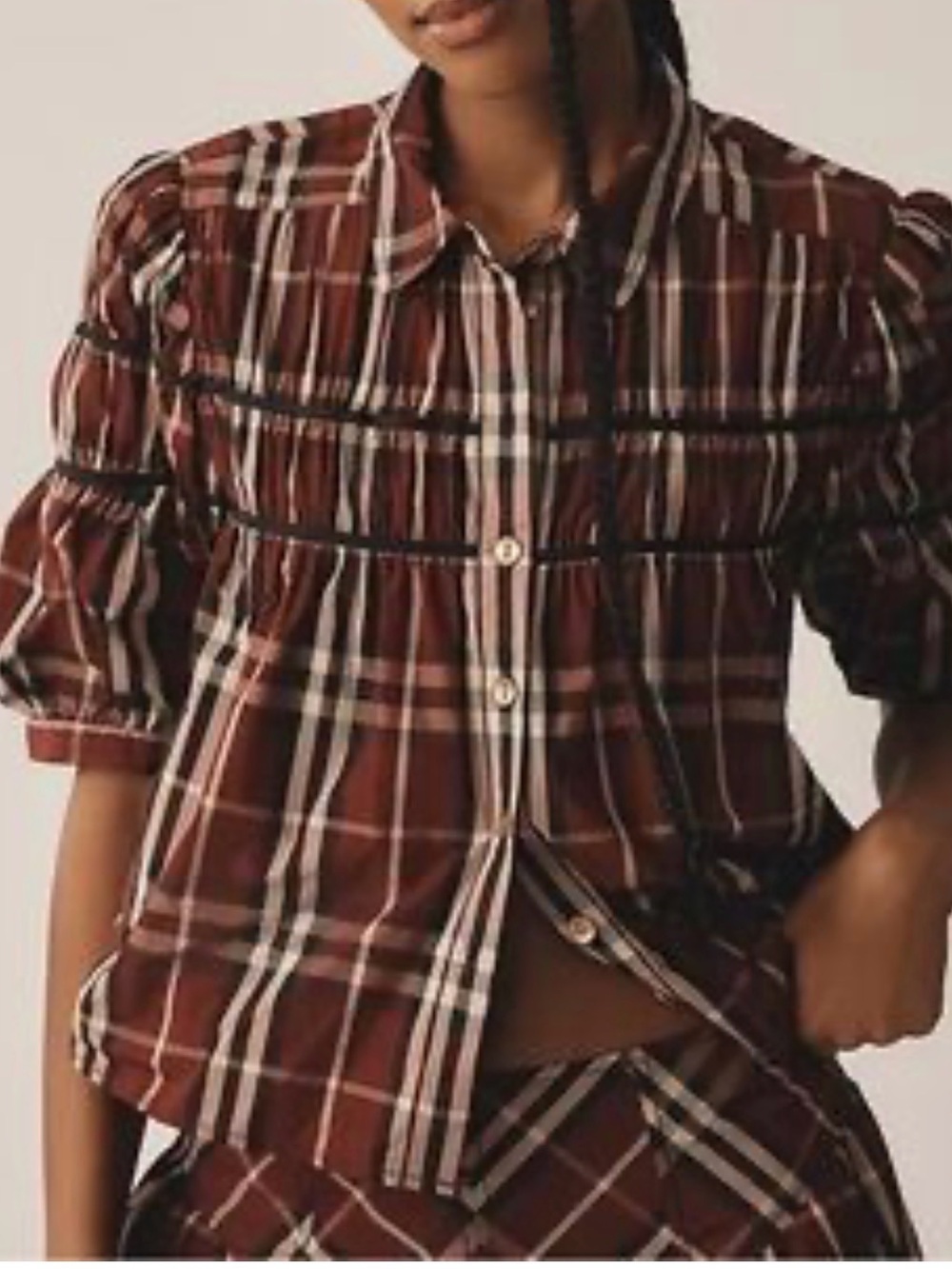 Anthropologie Maeve Shirred Yoke Blouse sz M